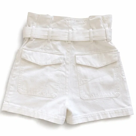 Agolde Celia White Paperbag Belted Denim Women’s Shorts — White size 27 - Picture 5 of 12